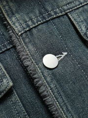 Winter Fleece Warm Denim Jacket Washed with Vintage Style