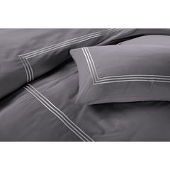 Embroided Baratta Stitch Duvet Cover Set with Matching Pillowcases - Ultra-soft Brushed Microfibre – Chic & Modern Design – Easy Care & Machine Washable
