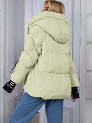 Women's Winter Casual Warm Padded Coat with Fashionable Double Hood and Windproof Cuffs