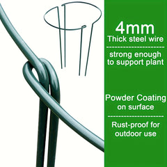 HiGift 8pcs Plant Support Stakes, Semi-Circular Metal Garden Cultivation Trellis for Indoor Peony Cages and Supports, Tomato and Hydrangea Outdoor Green Plant Support Rings, Width 25.4cm X Height 40.96cm