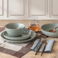 Over & Back Stoneware Dinnerware Set, 16 Piece in Sage Green