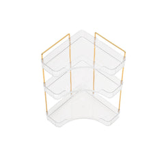 Transparent Triangular Storage Rack Golden Multi-layer, Cosmetic Layered Organizer Design, Suitable for Vanity Bedroom Bathroom, Corner Space Utilization Storage Skincare Products