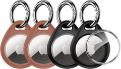 Unbreakcable 360° Protective Case for Airtag, [4-Pack] Airtags Keyring Holder, Scratch-Resistant, Lock Design, Keychain for Airtag, TPU Full Cover Case for Key, Bag, Luggage, Pet Collar (Black & Blue)