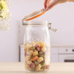 Kilner Clip Top Jar 1.5 Litre (1500 Ml) Airtight Glass Storage Jar for Preserving Fruits Vegetables Coffee Tea Rice Flour Nuts Pasta