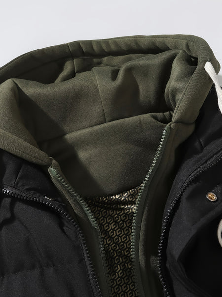 Autumn and Winter Outdoor Leisure Fashion Fake 2pcs Hooded Insulated Warmth Couple's Vest