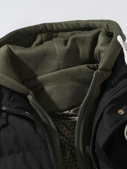 Autumn and Winter Outdoor Leisure Fashion Fake 2pcs Hooded Insulated Warmth Couple's Vest