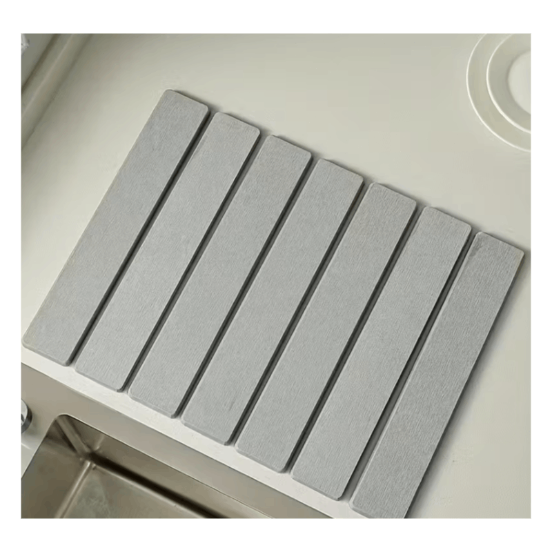 Stone Kitchen Countertop Drain Mat, Foldable Diatomaceous Earth Dish Drain Mat, Suitable for Bowls, Plates, And Cups, 40 X 30 Cm