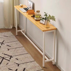 Minimalist Wooden Console Table - Slim Wall-Mounted Single/Double Tier Entryway Shelf with Carbon Steel Frame, Space-Saving Narrow Hallway Table, Bedroom/Living Room Table (80x20cm, MDF Wood + Black/White Metal)