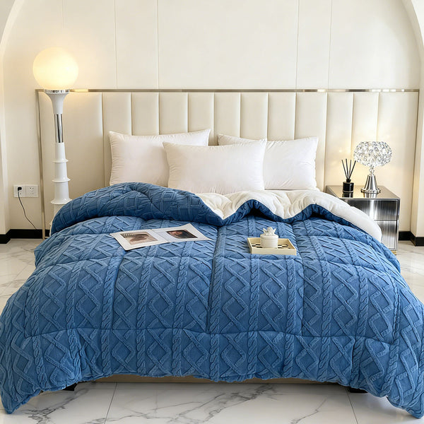 Luxury Taffeta Comforter Thick Warm Comforter, Heavy Warm Winter Comforter Core, Modern Ultra Soft Thick Weighted Blanket All Season Fluffy Fleece Quilt Beddin, Ideal Bedding Gifts for Christmas Mother's Day Valentine's Day Festival, Single Double King Su