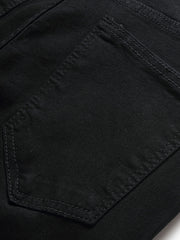 Men's Ripped Jeans with Doll Figure Pattern, Youth Zhang Zai Embroidery, Trendy Skinny Tapered Fit Denim Pants