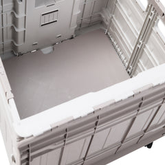 75L White and Gray Large Capacity Plastic Shopping Cart, Miscellaneous Storage and Handling Cart, Multi Functional Seat Trolley with Wheels and Adjustable Function