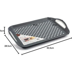2-Pack Non-Slip Rectangular Plastic Serving Tray – High-Grip Surface, Easy-Hold Handles