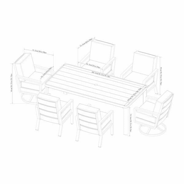 Sunvilla Archer 7 Piece Cushioned Dining Set + Cover