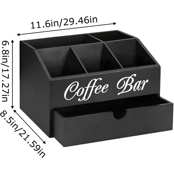 Coffee Station Counter Organizer - Coffee Basket Holder | Coffee and Tea Condiment Storage Organizer for Coffee Bar, Dessert Shop