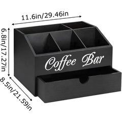 Coffee Station Counter Organizer - Coffee Basket Holder | Coffee and Tea Condiment Storage Organizer for Coffee Bar, Dessert Shop