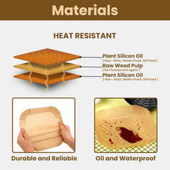 Air Fryer Paper Liners Square Disposable Airfryer Parchment Paper,Heat Resistant,Greaseproof,Airfryer Accessories Suitable for Microwave Oven, Steamer, Cooking Utensils