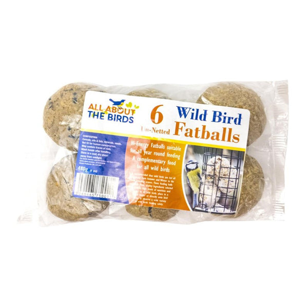 Wild Bird Fat Balls Pack of 6 – High Energy All-Year Feed for Garden Birds | 480g Nutritious Suet Balls for Outdoor Feeding