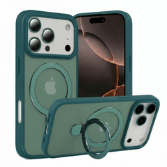 TECH SENSE Magnetic Case for iPhone with Stand, Compatible with MagSafe, Foldable Stand, Full Camera Lens Protection, Scratch-Resistant Translucent Matte Shockproof Phone Cover