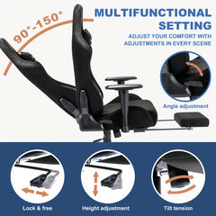 ANDYOU Gaming Chair, Comfortable Office Chair, Premium Fabric Soft As Faux Fur. Ergonomic PC Chair, Adjustable Swivel Work Chairs with Footrest