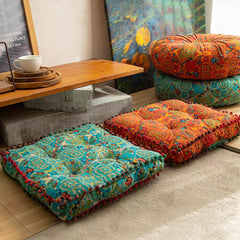 1PC Blue Tatami Square Cushion Cushion, Essential for Office and Study, Thick Cushion for Home Use | Recliner Cushion, with Bohemian Style, Size 42 * 42 * 7 Cm