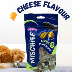 Mischief Pillow Cat Treats – 125g | Crunchy & Creamy Snacks for Cats | Available in Salmon, Chicken & Cheese Flavours.