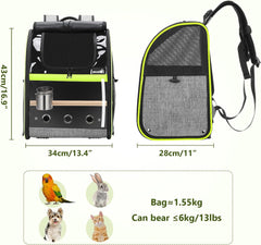 Pecute Breathable Bird Carrier, Outdoor Backpack with Adjustable Tripod, Lightweight and Portable Waterproof Parrot Travel Backpack, Wide View and Shading Cat & Dog Backpack for Hiking
