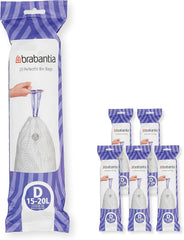 Brabantia Perfectfit Bin Liners (Size G/23-30 Litre) Thick Plastic Trash Bags with Tie Tape Drawstring Handles (40 Bags)