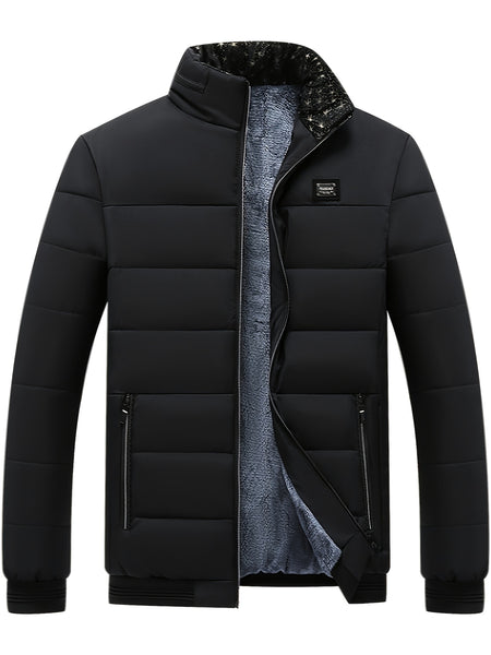 Men's Casual Collar Fashion Coat Men's New Young and Middle-aged Autumn and Winter Plus Velvet Padded Warm -padded Jacket.
