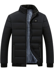 Men's Casual Collar Fashion Coat Men's New Young and Middle-aged Autumn and Winter Plus Velvet Padded Warm -padded Jacket.