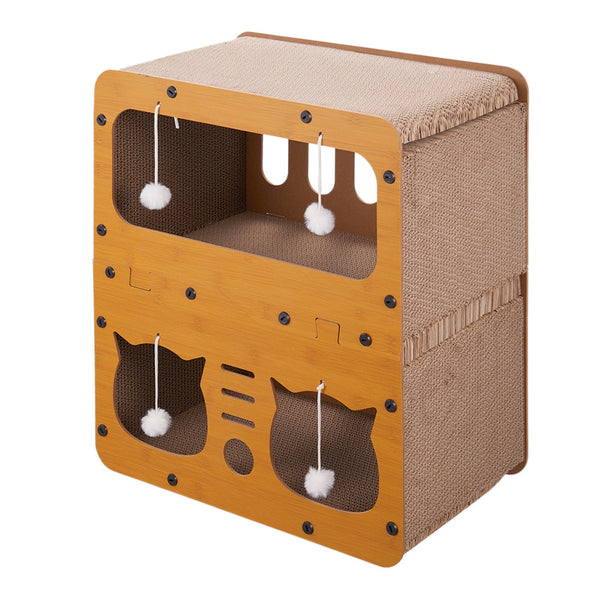 Cardboard Cat Scratchers, Cat Scratching Board, Double Layer Cat Scratch Box, Cat Hideaway, Corrugated Cat Toy Box for Indoor, for Indoor Cats & Small Animals 45*28*51cm