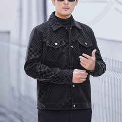 Men's Checkered Jacket with Lapel