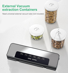 Vacuum Sealer, Hilifix 5-In-1 Food Vacuum Sealer Machine with 65 KPA Powerful Suction, 30MM Longer Seal Food Sealer for Dry and Moist Food Fresh Preservation with 10Pcs Vacuum Sealers Bags(Black)