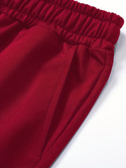 Three-pc Men's Solid Color Plain Elastic Waistband Drawstring Ribbed Cuffed Casual Jogger Pants, Men's Dress Administrative Trousers