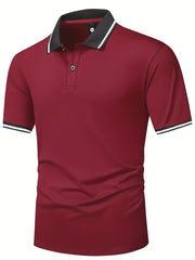3pcs Set of Summer Collared Men'S Short Sleeve Polo Shirts Solid Color Plain Multicolor Golf Shirts Casual Athletic Wear Men'S Top