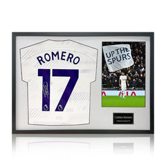 Christian Romero Signed Framed Spurs Shirt Including 1 Photo, with Black Mount