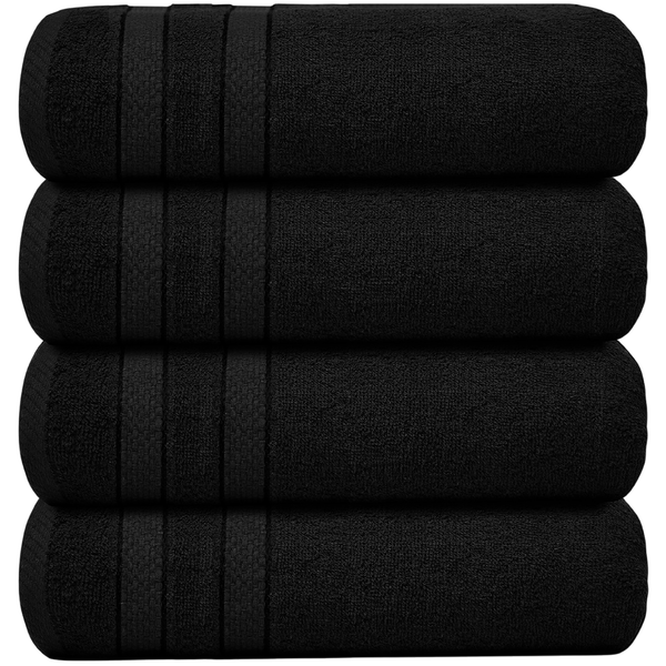 4 X Large Jumbo Bath Towels 100% Egyptian Cotton -75 x 150 cm- Soft Quick Dry Hotel Spa Big Bathroom Towels Set