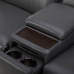 Aiden & Ivy Karson Dark Grey Leather Power Reclining Sectional Sofa