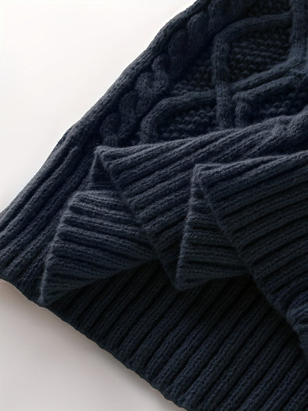 2025 Winter American Stand-Up Collar Half-Zip Knit Aran Sweater Mr. Pony Knitwear Pullover Card