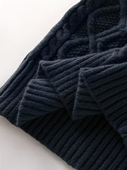2025 Winter American Stand-Up Collar Half-Zip Knit Aran Sweater Mr. Pony Knitwear Pullover Card