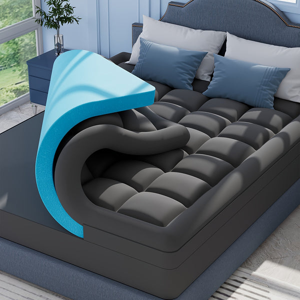 7.62cm (2+1) Luxury Mattress Topper - Dual Layer Design with Cooling Gel, Soft Down Alternative Pillowtop, And Breathable Cover for Pressure , Temperature Regulation, And Ultimate Comfort Support