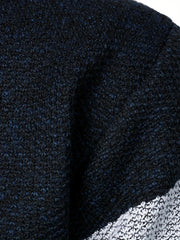 Men'S Thickened Knitted Pullover Sweater with a Color Block Design And Stand Collar, Made from Plus Velvet