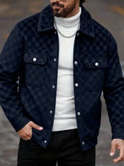 Men's Collared Shirt Thin Jacket Coat Casual Versatile Trendy High-End Workwear Top Checkered Spring/Autumn Shirt Jacket No Lining
