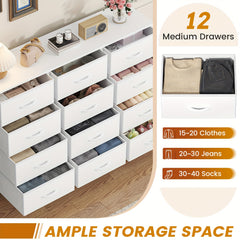 12 Canvas Chest Of Drawers Narrow Fabric Cabinet, Space-Saving Storage Organizer For Bedroom Living Room Office Sturdy Frame Chest Of Drawers