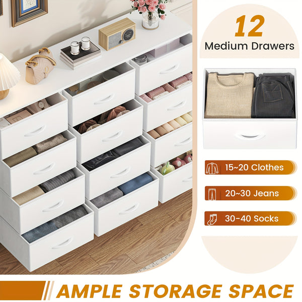 12-Drawer Dresser with Sturdy Handles, Bedroom Furniture