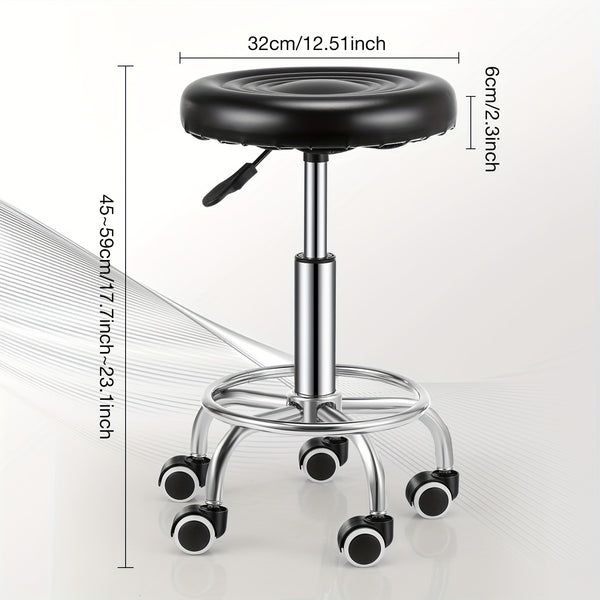 Adjustable Rolling Swivel Stool, Hydraulic Heavy Duty Drafting Chair Stool with Backrest, for Salon Office Therapist Beauty Spa Hairdressing Tattoo, 360-Degree Rolling Wheel, Black