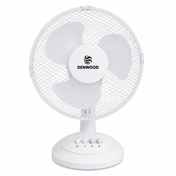 12 Inch Oscillating Table Fan 3 Speed Settings Adjustable Tilt Portable White 35W