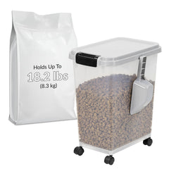 Taylor & Brown 20 Litre Airtight Pet Food Storage Container With Plastic Measuring Scoop Treats For Pet Dog Cat Animal Dry Food Dispenser With Casters