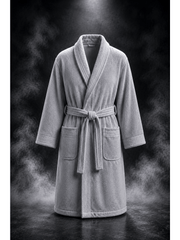 Unisex Terry Towelling Bathrobe with Shawl Collar, Soft Cotton Robe with Belt & Pockets, Comfortable Dressing Gown for Men & Women, S-XXL