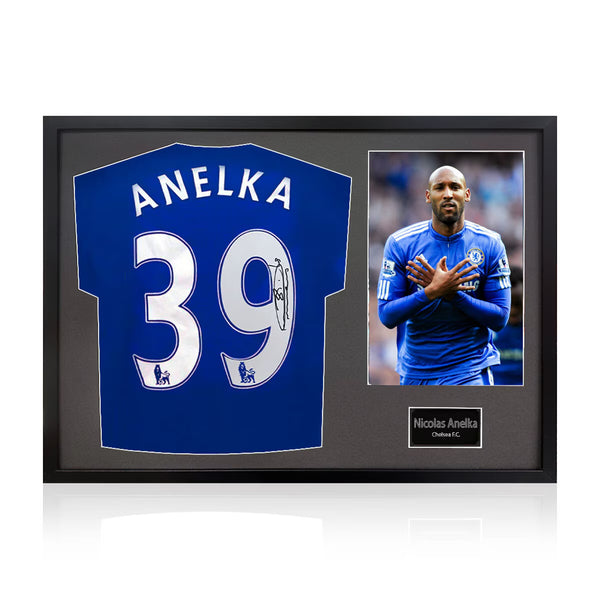 Nicolas Anelka Signed Framed Chelsea Football Shirt Including 1 Photo in 2 Options: White or Black Mount