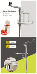 Bench Can Opener, Heavy Duty Tin Opener, Stainless Steel Desktop Can Opener for Commercial Kitchen Hotel Food Factory, Silvery